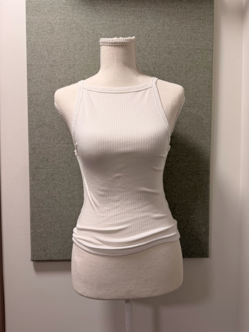 Free People Mia Rib Tank Ivory XS Square Neck Fitted Basic